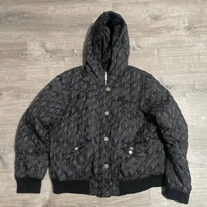 Baby Phat Black Quilted Jacket with Leopard Lining Women’s